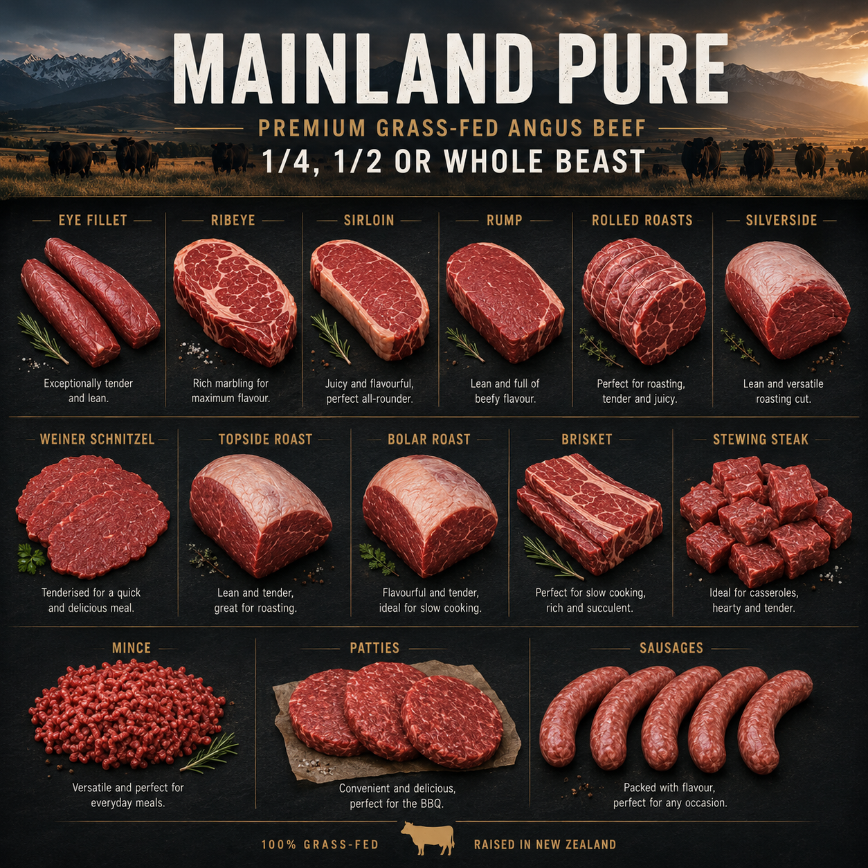 Premium Grass-fed Angus Beef - ¼, ½ or Whole Beast Options